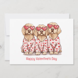 Cartes Pour Fêtes Annuelles Joyeux Valentines Day Golden Retriever Dogs