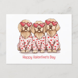 Cartes Pour Fêtes Annuelles Joyeux Valentines Day Golden Retriever Dogs