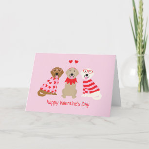 Cartes Pour Fêtes Annuelles Joyeux Valentines Day Golden Retriever Dogs