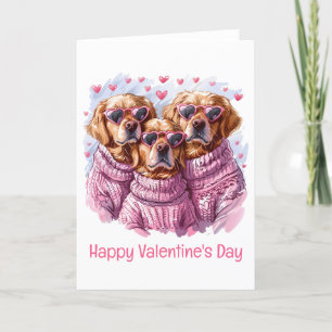 Cartes Pour Fêtes Annuelles Joyeux Valentines Day Golden Retriever Dogs