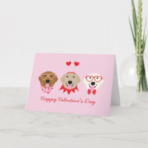 Cartes Pour Fêtes Annuelles Joyeux Valentines Day Golden Retriever Dogs