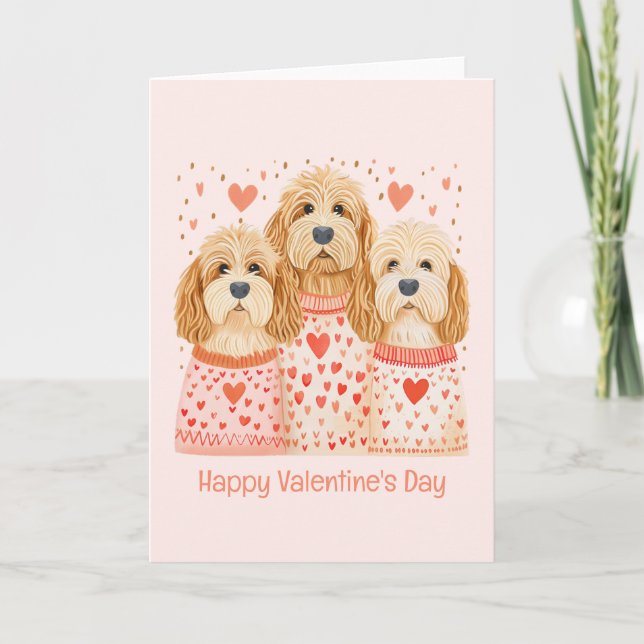 Cartes Pour Fêtes Annuelles Joyeux Valentines Day Goldendoodle Dogs (Devant)