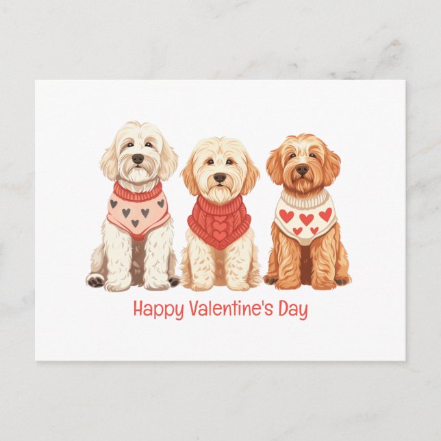 Cartes Pour Fêtes Annuelles Joyeux Valentines Day Goldendoodle Dogs (Devant)