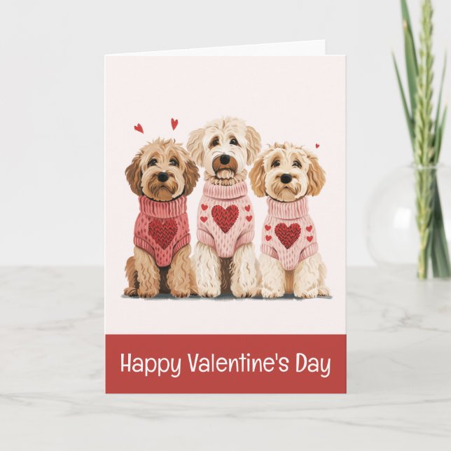 Cartes Pour Fêtes Annuelles Joyeux Valentines Day Goldendoodle Dogs (Devant)