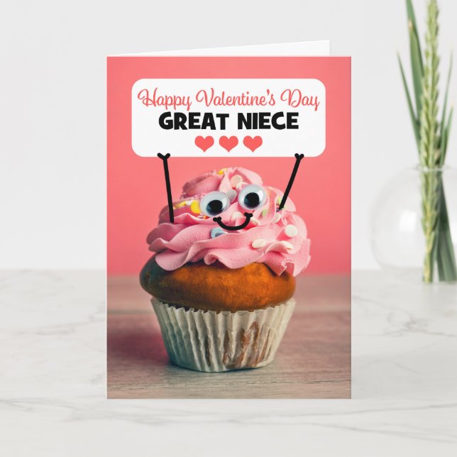 Cartes Pour Fêtes Annuelles Joyeux Valentines Day Grande nièce mignonne Cupcak (Devant)
