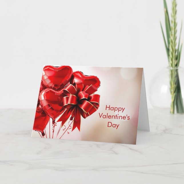Cartes Pour Fêtes Annuelles Joyeux Valentines Day Heart Ballons (Devant)