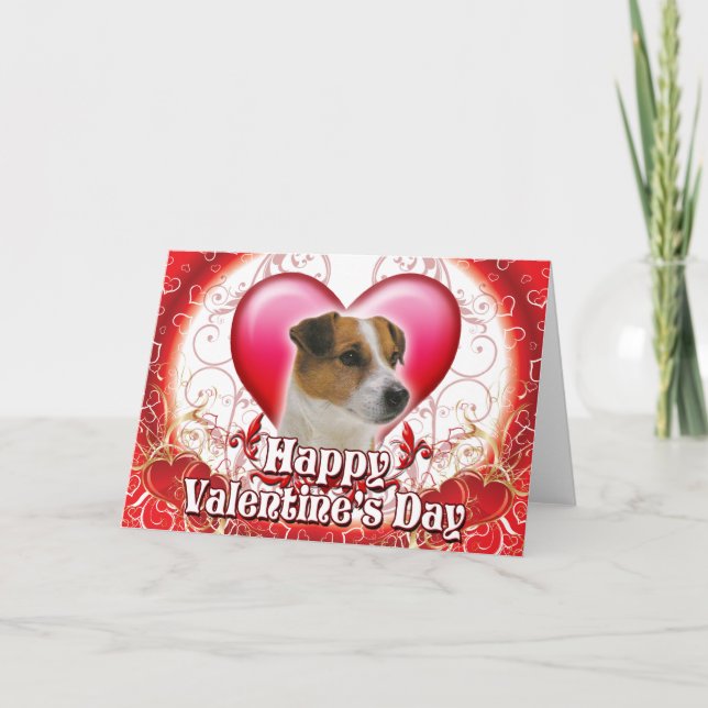Cartes Pour Fêtes Annuelles Joyeux Valentines Day Jack Russell (Devant)