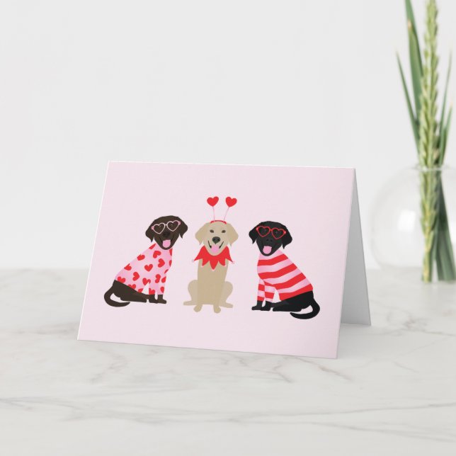 Cartes Pour Fêtes Annuelles Joyeux Valentines Day Labrador Retriever Dogs (Devant)