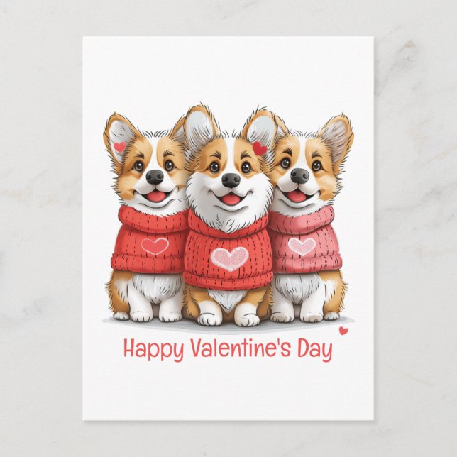 Cartes Pour Fêtes Annuelles Joyeux Valentines Day Pembroke Welsh Corgi Chiens (Devant)
