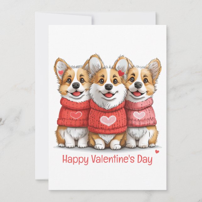 Cartes Pour Fêtes Annuelles Joyeux Valentines Day Pembroke Welsh Corgi Chiens (Devant)