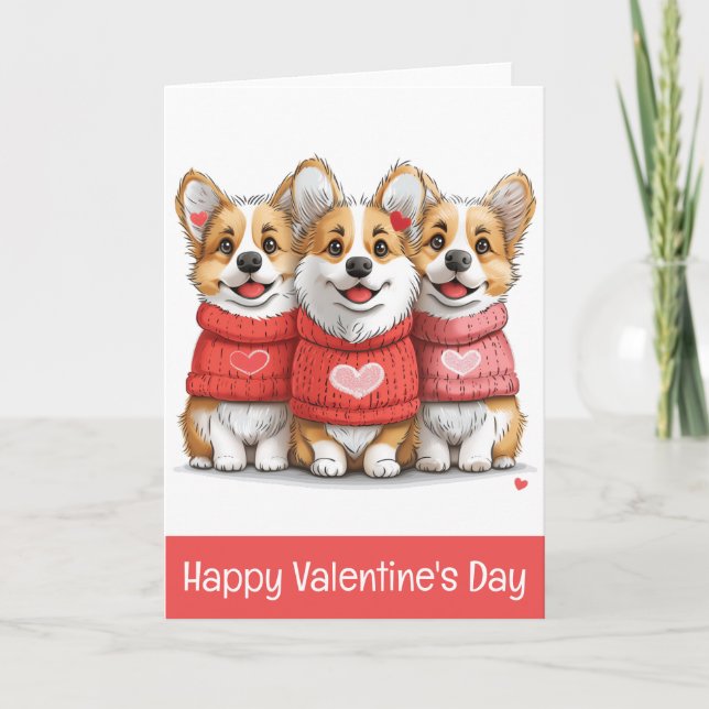 Cartes Pour Fêtes Annuelles Joyeux Valentines Day Pembroke Welsh Corgi Chiens (Devant)
