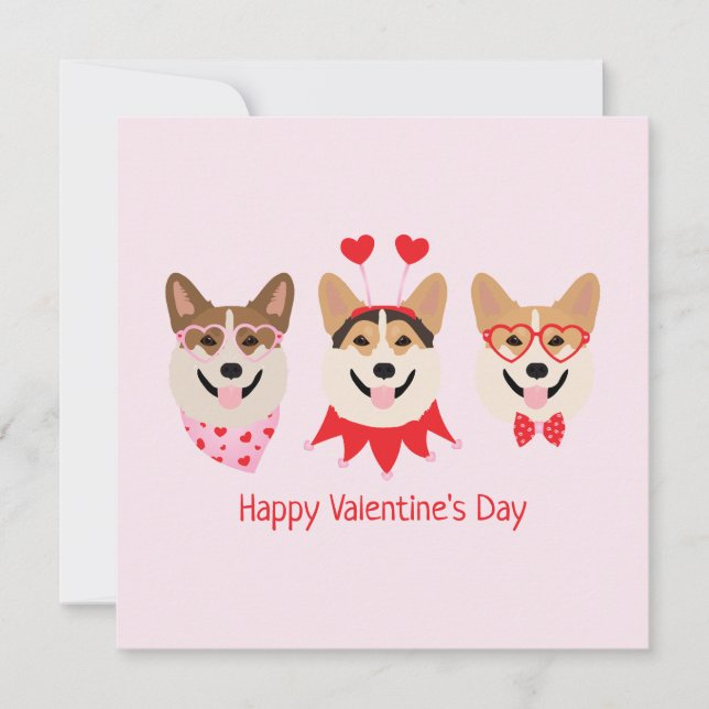 Cartes Pour Fêtes Annuelles Joyeux Valentines Day Pembroke Welsh Corgi Chiens (Devant)