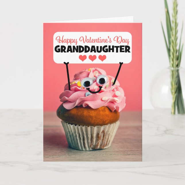 Cartes Pour Fêtes Annuelles Joyeux Valentines Day Petite-fille Cute Cupcake (Devant)