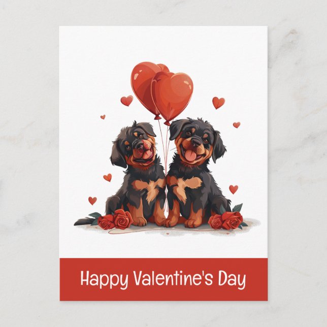 Cartes Pour Fêtes Annuelles Joyeux Valentines Day Rottweiler Dogs (Devant)