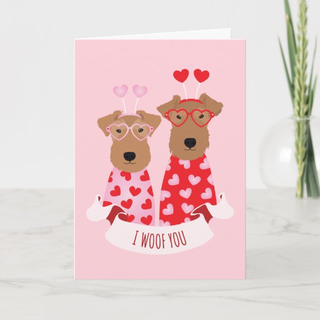 Cartes Pour Fêtes Annuelles Joyeux Valentines Day Wire Fox Terrier Chiens (Devant)