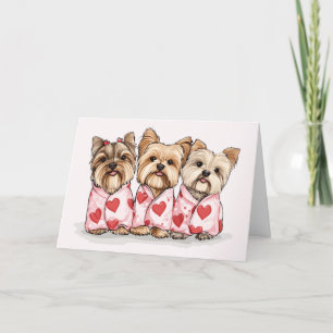 Cartes Pour Fêtes Annuelles Joyeux Valentines Day Yorkshire Terrier Chiens