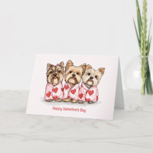 Cartes Pour Fêtes Annuelles Joyeux Valentines Day Yorkshire Terrier Chiens