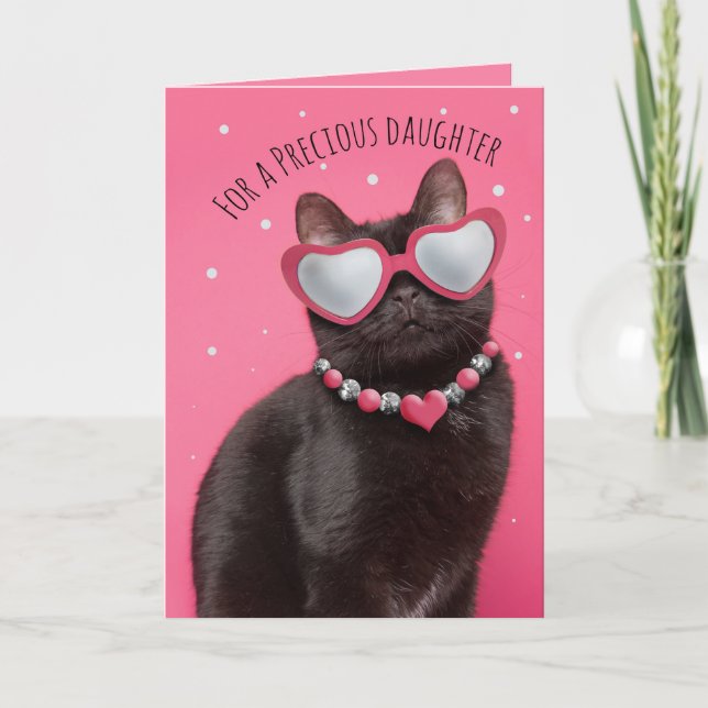 Cartes Pour Fêtes Annuelles Joyeux Valentines Fille Funny Kitty Chat (Devant)