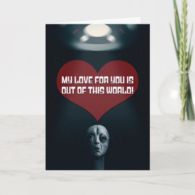 Cartes Pour Fêtes Annuelles Joyeux Valentines Jour Amour et Romance Alien OVNI (Devant)