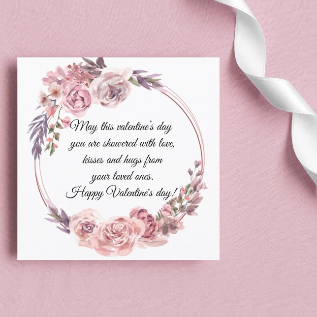 Cartes Pour Fêtes Annuelles joyeux valentines jour aquarelle rose floral (Créateur téléchargé)