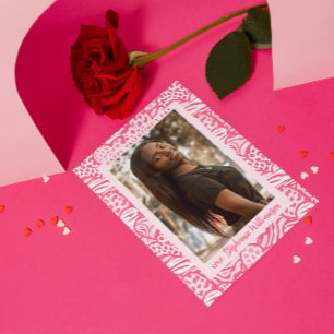 Cartes Pour Fêtes Annuelles Joyeux Valentines Jour Blush Pink Jungle Heart Pho