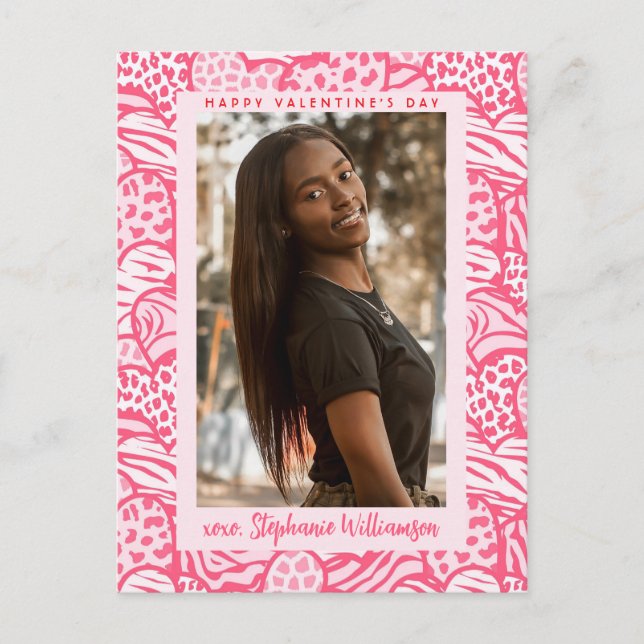 Cartes Pour Fêtes Annuelles Joyeux Valentines Jour Blush Pink Jungle Heart Pho (Devant)