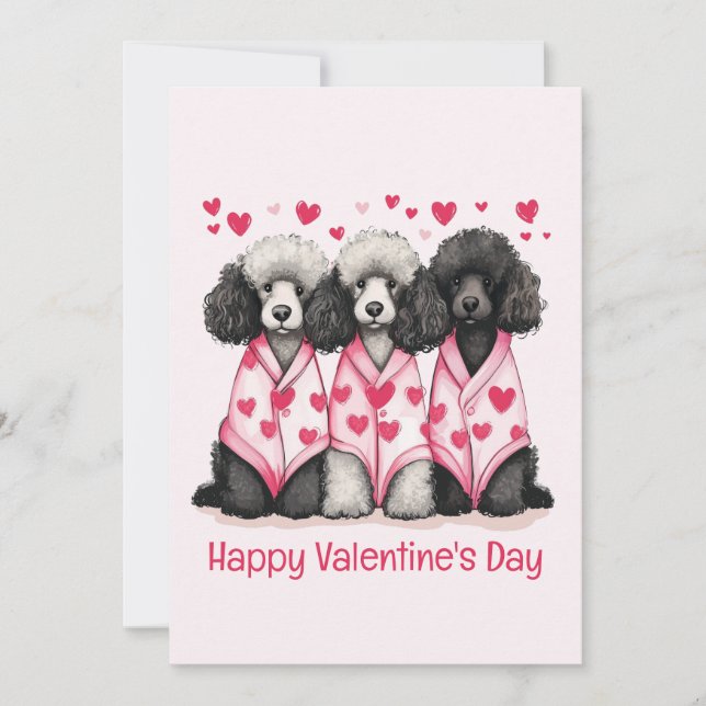 Cartes Pour Fêtes Annuelles Joyeux Valentines Jour Chiens de caniche standard (Devant)