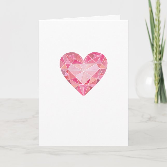 Cartes Pour Fêtes Annuelles Joyeux Valentines Jour Coeur Rose Diamond Gem Love (Devant)