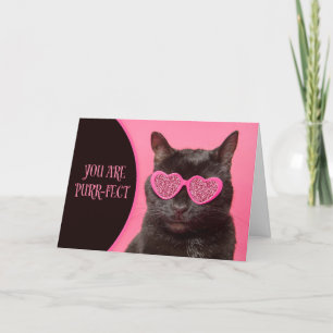 Cartes Pour Fêtes Annuelles Joyeux Valentines Jour Cute Chat dans les lunettes