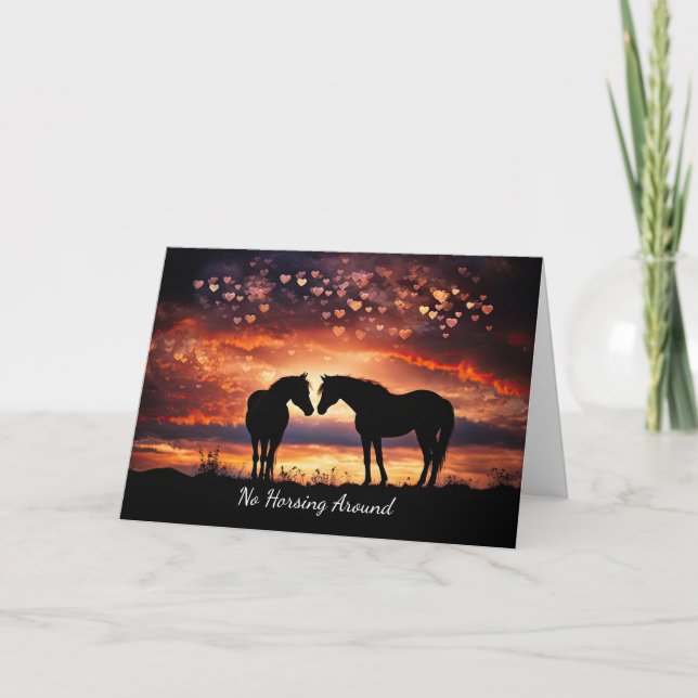 Cartes Pour Fêtes Annuelles Joyeux Valentines Jour Cute et amusant Cheval Coeu (Devant)