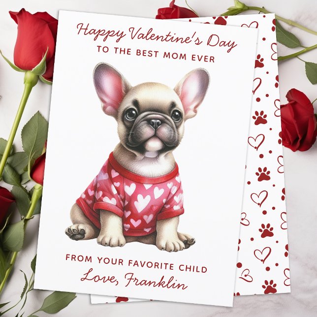 Cartes Pour Fêtes Annuelles Joyeux Valentines Jour Du Chien Français Bulldog (Créateur téléchargé)