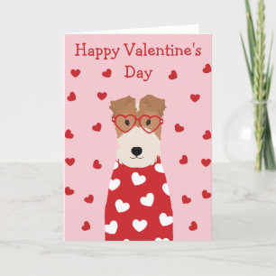 Cartes Pour Fêtes Annuelles Joyeux Valentines Jour Fil Fox Terrier Chien