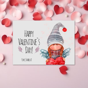 Cartes Pour Fêtes Annuelles Joyeux Valentines Jour Fille Gnome Avec Pun Coeur