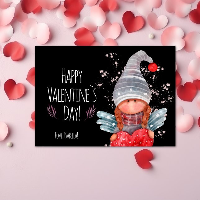 Cartes Pour Fêtes Annuelles Joyeux Valentines Jour Fille Gnome Avec Pun Coeur (Créateur téléchargé)