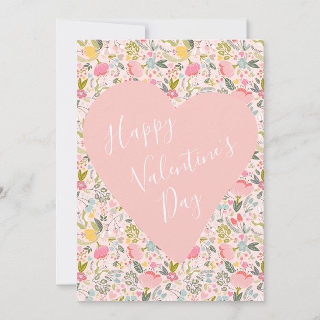 Cartes Pour Fêtes Annuelles Joyeux Valentines Jour girly blush coeur rose (Devant)