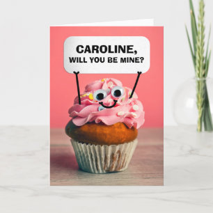 Cartes Pour Fêtes Annuelles Joyeux Valentines Jour Personnalisé Nom Cute Cupca
