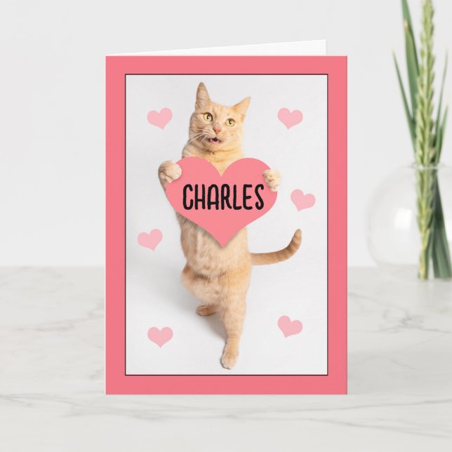 Cartes Pour Fêtes Annuelles Joyeux Valentines Jour Personnalisé Nom Cute Orang (Devant)