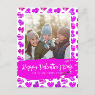 Cartes Pour Fêtes Annuelles Joyeux Valentines Moderne violet rose du coeur Pho