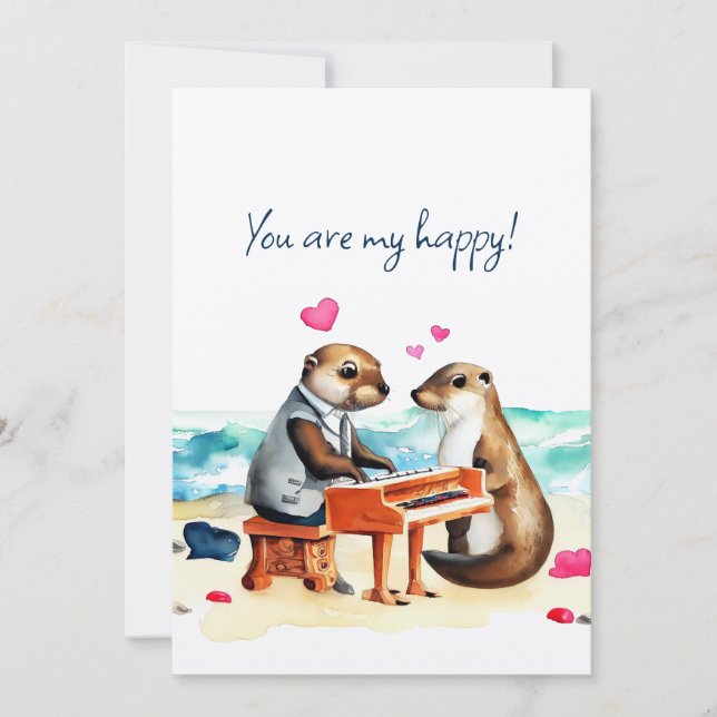 Cartes Pour Fêtes Annuelles Joyeux Valentines Otter (Devant)