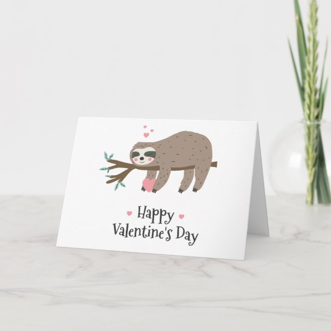 Cartes Pour Fêtes Annuelles Joyeux Valentines's Day Sloth (Devant)