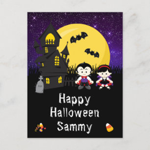 Cartes Pour Fêtes Annuelles Joyeux Vampires d'Halloween violet