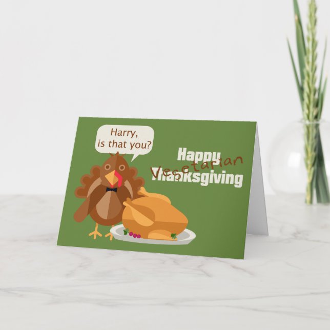 Cartes Pour Fêtes Annuelles Joyeux végétarien Thanksgiving Humour (Devant)
