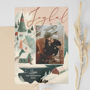 Cartes Pour Fêtes Annuelles Joyeux village de montagne de Noël