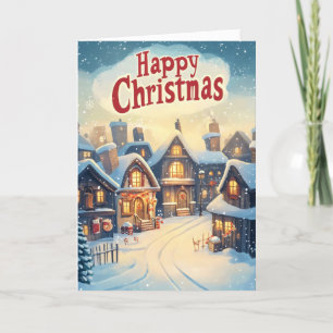 Cartes Pour Fêtes Annuelles Joyeux Village d'hiver de Noël