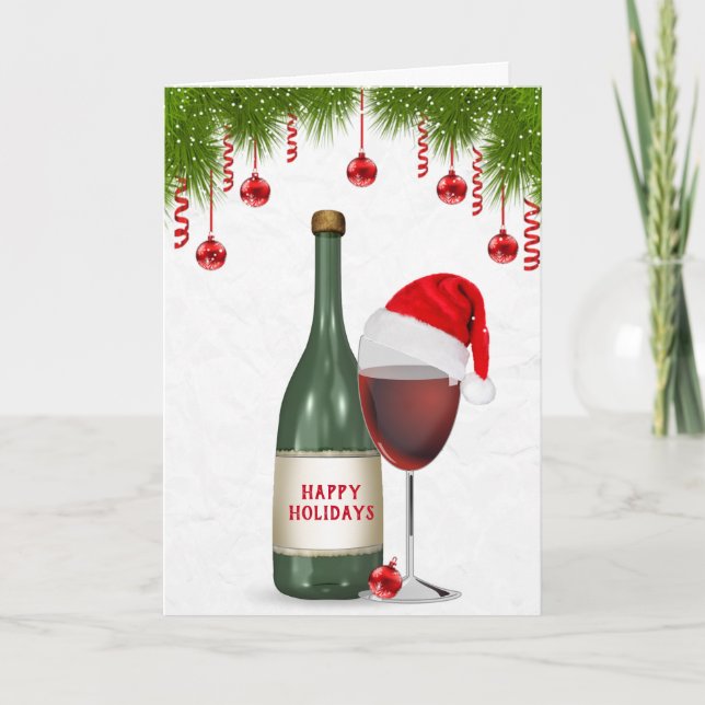 Cartes Pour Fêtes Annuelles Joyeux Vin de Vacances (Devant)