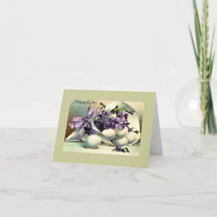 Cartes Pour Fêtes Annuelles Joyeux Violets et Oeufs de Pâques Vintages