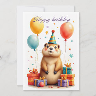 Cartes Pour Fêtes Annuelles Joyeux voeux d'anniversaire d'une marmotte mignonn