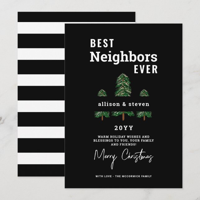 Cartes Pour Fêtes Annuelles Joyeux voisin de Noël (Devant / Derrière)