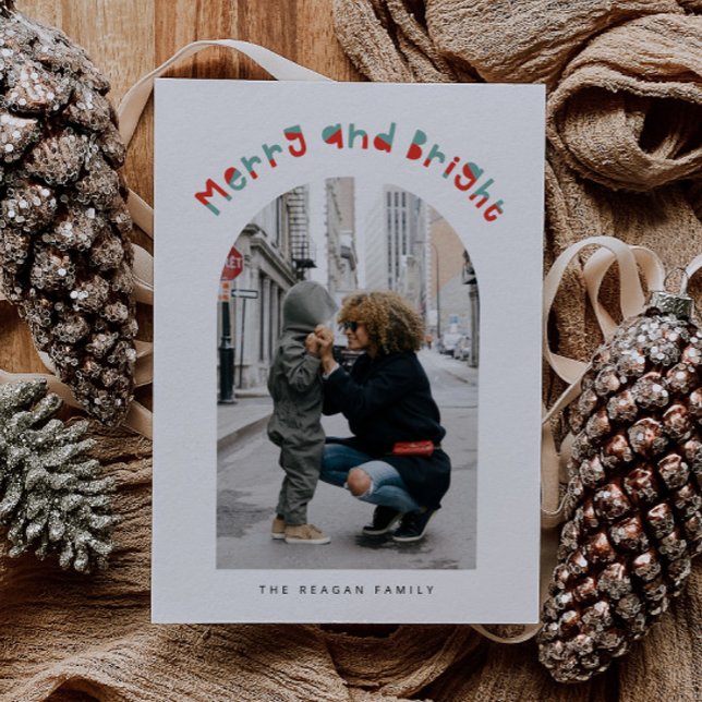 Cartes Pour Fêtes Annuelles Joyeux Whimsical et cadre d'arc brillant Noël (Créateur téléchargé)