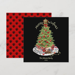 Cartes Pour Fêtes Annuelles Joyeux Woofmas Design de Chien - Bichon Frise